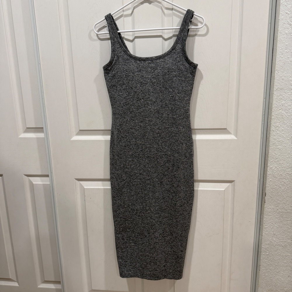 Vuori Lux Heather Grey Midi Dress VW606 Womens Small Scoop Neck Tank Dress